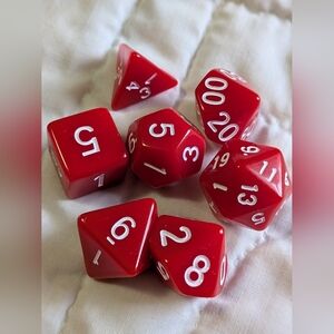 7 Die Set RPG Red Polyhedral Dungeons And Dragons Or AD&D Pathfinder
